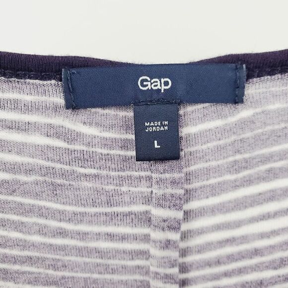 GAP LARGE, Purple Striped Short Sleeve Top T-Shirt - Picture 3 of 4